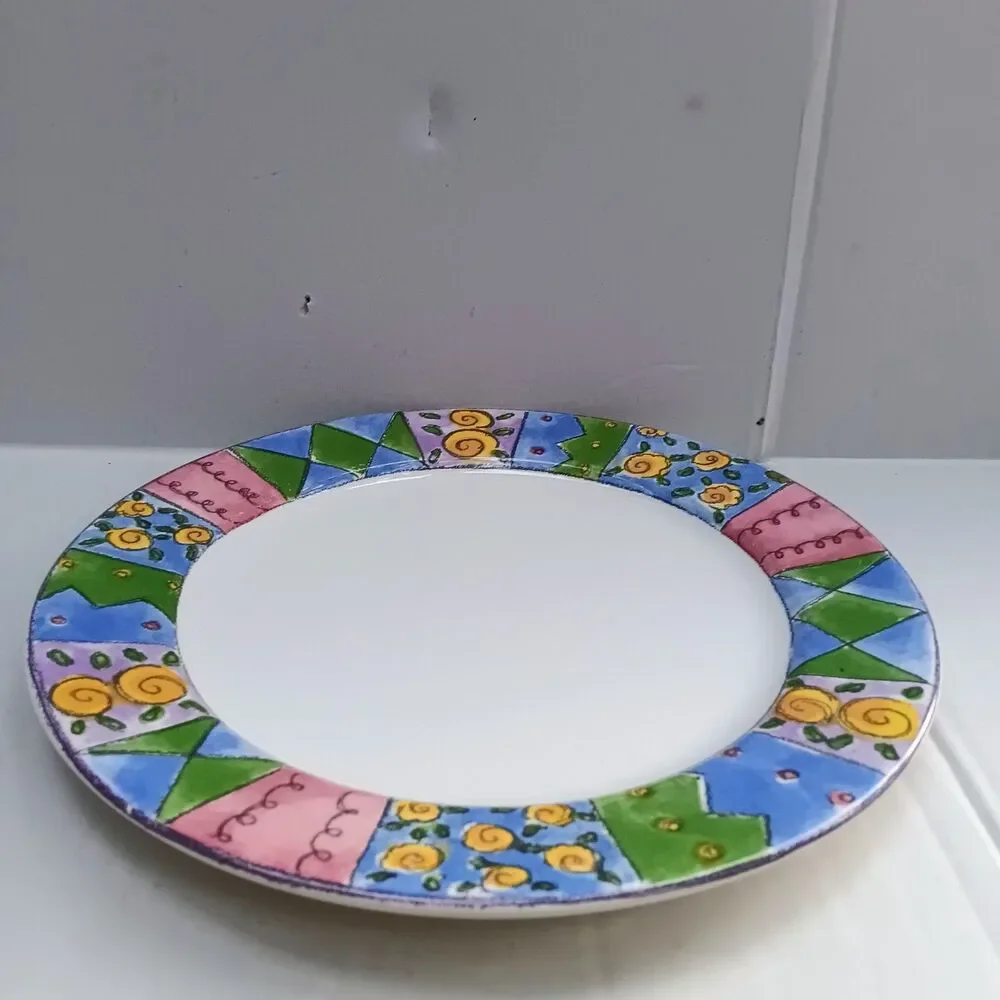 Vtg Sango The Sweet Shoppe Crepe Suzette Dinner Plate-3024-Floral-Geometric
